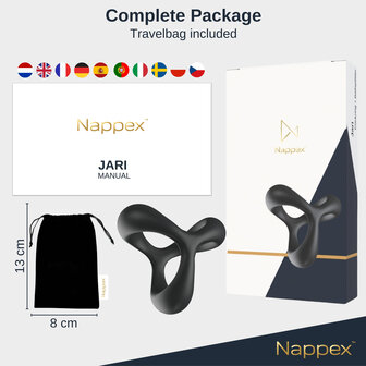Nappex&trade; Jari Cockring &amp; Ballensplitter &ndash; 2-in-1 Siliconen Penisring voor Hardere Erecties en Meer Controle