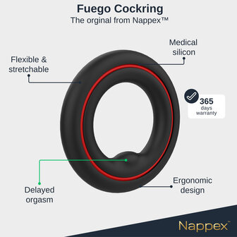 Nappex&trade; Fuego Triple Cockring Set &ndash; 3-in-1 Siliconen Cockringen voor Meer Ondersteuning, Comfort en Controle