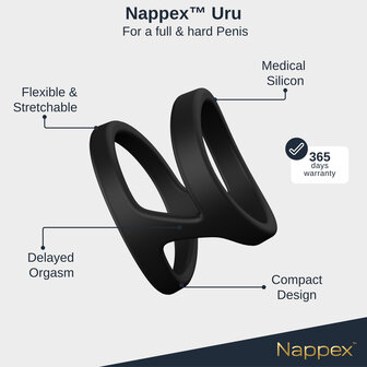 Nappex&trade; Uru Cockring &amp; Ball Divider &ndash; Premium Siliconen Cockring voor Comfort, Ondersteuning en Partnerstimulatie