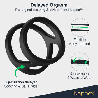 Nappex&trade; Uru Cockring &amp; Ball Divider &ndash; Premium Siliconen Cockring voor Comfort, Ondersteuning en Partnerstimulatie