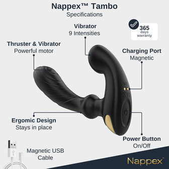 Nappex&trade; Tambo Prostaat- &amp; G-Spot Vibrator &ndash; Ritmische P-Spot Stimulatie, Krachtige Vibraties &amp; Intense Orgasmes