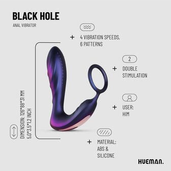 Hueman Black Hole Anaal Vibrator met Cockring