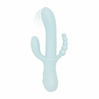 Good Vibes Only Triple Stimulation Vibe Blau &ndash; Luxus Silikon G-Punkt-, Klitoris- &amp; Analvibrator