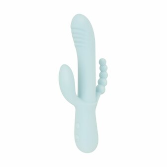 Good Vibes Only Triple Stimulation Vibe Blau &ndash; Luxus Silikon G-Punkt-, Klitoris- &amp; Analvibrator