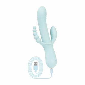Good Vibes Only Triple Stimulation Vibe Blau &ndash; Luxus Silikon G-Punkt-, Klitoris- &amp; Analvibrator
