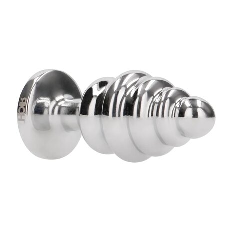 Geribbelde  Butt-Plug - 2.8" / 7 cm met diamand - Silver