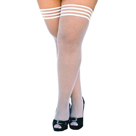 Hold-up fishnet kousen wit maat C / Hold-up fishnet stockings white size C