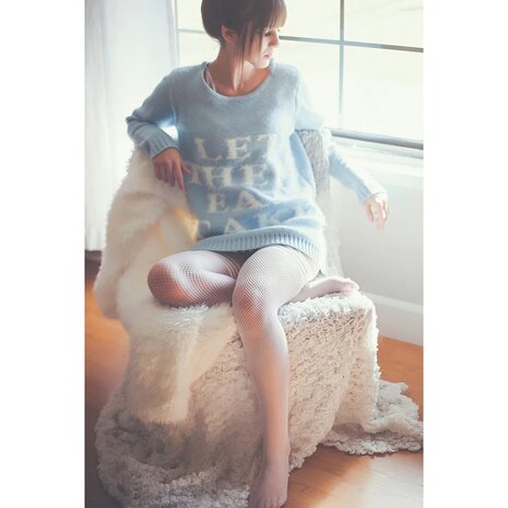 Hold-up fishnet kousen wit maat C / Hold-up fishnet stockings white size C