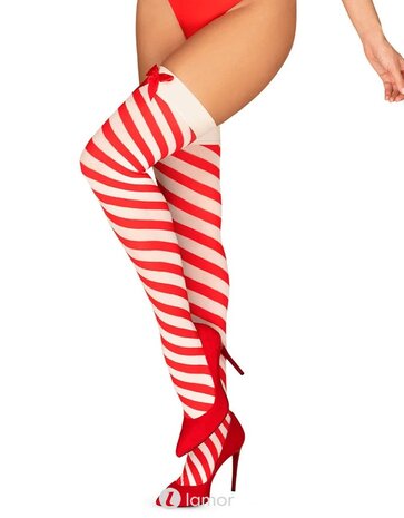 X-mas Hold-up kousen rood/wit L/XL - X-mas Hold-up stockings red/white L/XL