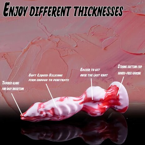 Monster 19cm Dildo Met Zuignap Wit-Rode /  Monster 19cm Dildo with Suction Cup White-Red