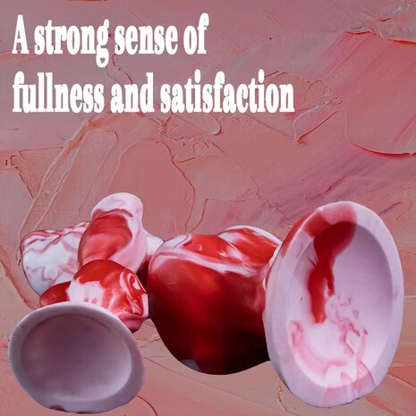 Monster 19cm Dildo Met Zuignap Wit-Rode /  Monster 19cm Dildo with Suction Cup White-Red