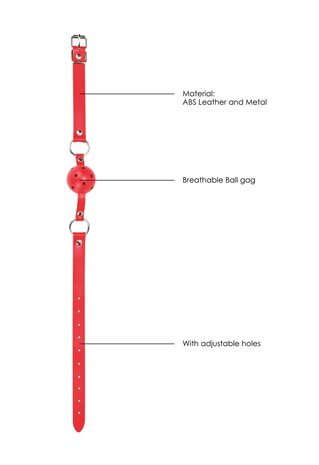 Ademende Bal Knevel Rood / Breathable Ball Gag Red