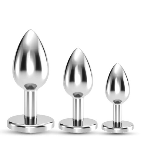 Buttplug training set 3-delig helder diamant /  Butt plug training set 3-piece clear diamond