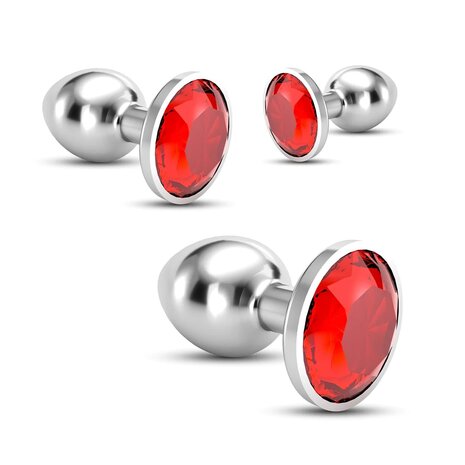 3-Piece Butt Plug Training Set &ndash; Red Diamond
