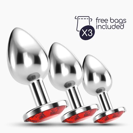 3-Piece Butt Plug Training Set &ndash; Red Diamond