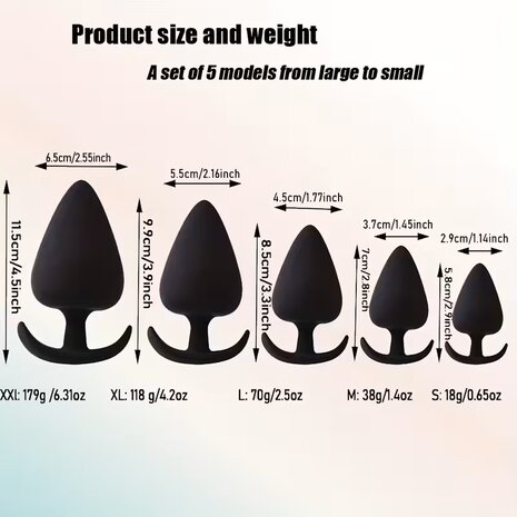 5-Piece Silicone Butt Plug Set &ndash; Black
