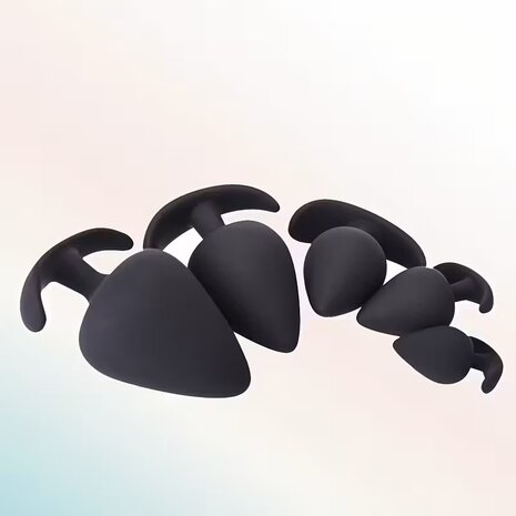 5-Piece Silicone Butt Plug Set &ndash; Black