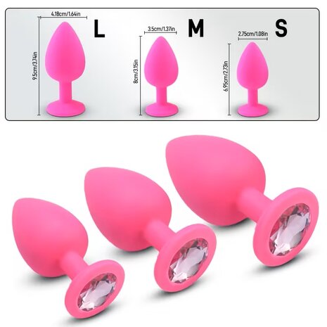 3-Piece Butt Plug Set &ndash; Pink