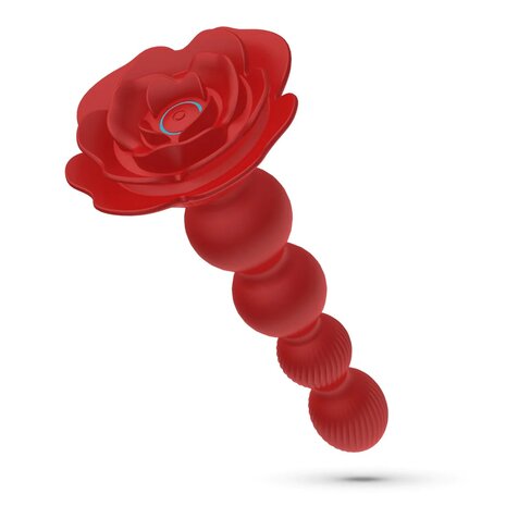 Rotating Anal Rose Plug with Remote Control &ndash; Red