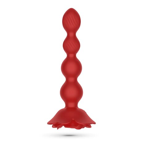 Rotating Anal Rose Plug with Remote Control &ndash; Red