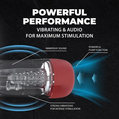 Saugende und vibrierende Masturbator-Pumpe Metallic Rot