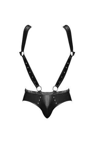 Uranus Harness Jockstrap mit Strapsen &ndash; Offener R&uuml;cken &ndash; Schwarz L/XL