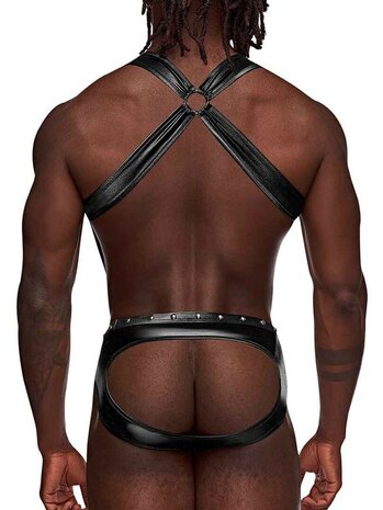 Uranus Harness Jockstrap mit Strapsen &ndash; Offener R&uuml;cken &ndash; Schwarz L/XL