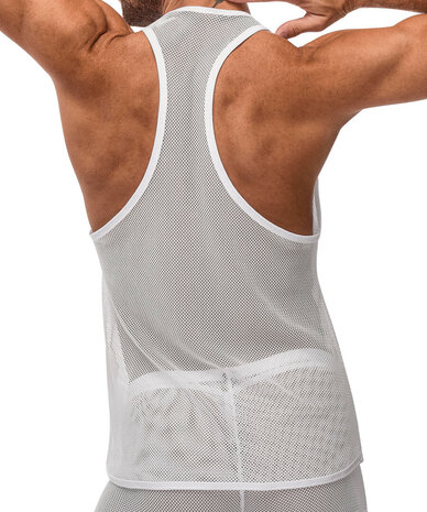 Stretch Net Tank Top L/XL White &ndash; Sexy Mesh Men&rsquo;s Shirt | Male Power