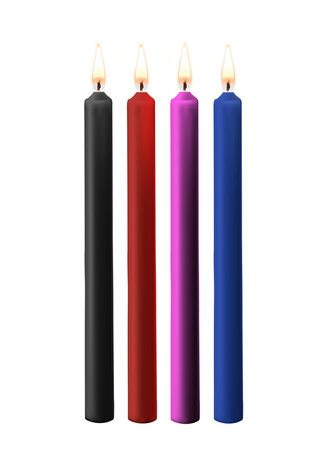 Teasing Wax Candles Set (4 Large Pieces) &ndash; Multicolor BDSM Wax Play Candles for Sensual Teasing