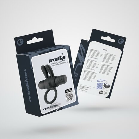 Wonka Vibrating Cock Ring with Rechargeable Bullet &ndash; Black Couples Pleasure Ring
