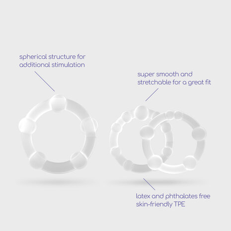 Triple Bead Cock Ring Set &ndash; Clear Stretchy Rings for Enhanced Stimulation and Comfort