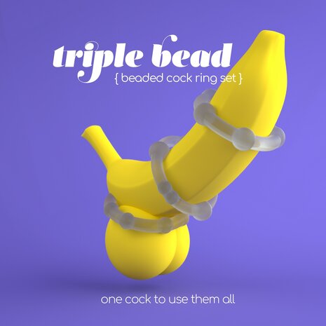Triple Bead Cock Ring Set &ndash; Clear Stretchy Rings for Enhanced Stimulation and Comfort