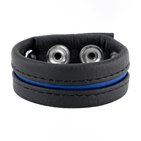 Adjustable Leather Cock Ring Blue &ndash; Premium Adjustable Penis Ring