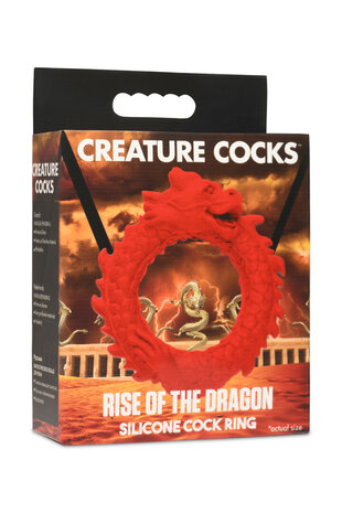 Rise of the Dragon Silicone Cock Ring Red &ndash; Stretchy Dragon Design Penis Ring