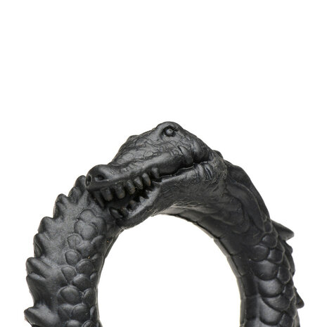 Black Caiman Silicone Cock Ring Black &ndash; Stretchy C-Ring for Enhanced Stamina & Intensity