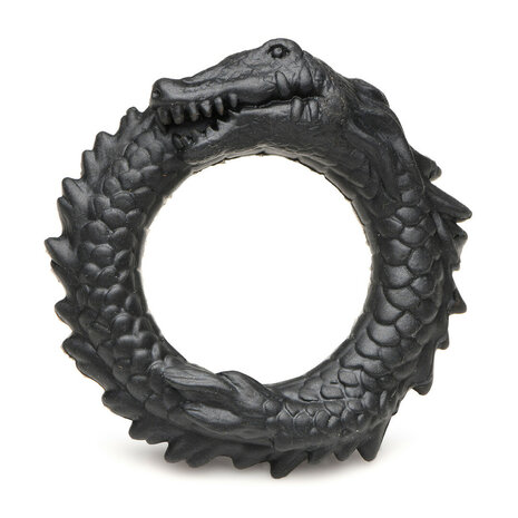 Black Caiman Silicone Cock Ring Black &ndash; Stretchy C-Ring for Enhanced Stamina & Intensity