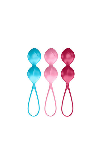 Satisfyer V Balls Kegel Balls Set &ndash; 3 Siliconen Bekkenbodem Ballen Turquoise/Rood/Roze