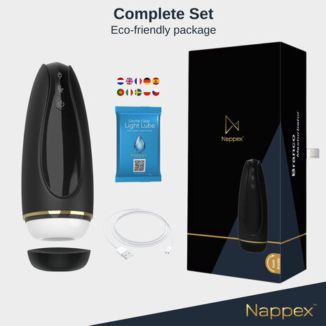 Nappex&trade; Branco Zwart Automatische Masturbator &ndash; Krachtige Zuigkracht & Vibratiestimulatie voor Intense Climax