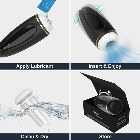 Nappex&trade; Branco Zwart Automatische Masturbator &ndash; Krachtige Zuigkracht & Vibratiestimulatie voor Intense Climax