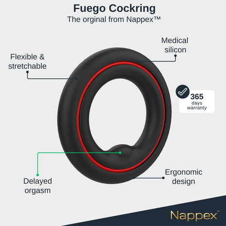 Nappex&trade; Fuego Triple Cockring Set &ndash; 3-in-1 Siliconen Cockringen voor Meer Ondersteuning, Comfort en Controle