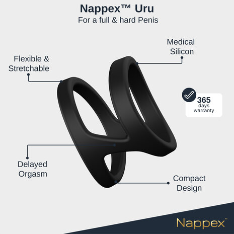Nappex&trade; Uru Cockring & Ball Divider &ndash; Premium Siliconen Cockring voor Comfort, Ondersteuning en Partnerstimulatie