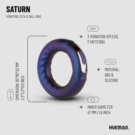 Hueman Saturn Vibrerende Cock- & Balring &ndash; Krachtige Trillingen voor Langdurige Prestaties