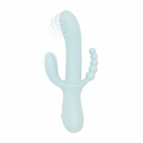 Good Vibes Only Triple Stimulation Vibe Blau &ndash; Luxus Silikon G-Punkt-, Klitoris- & Analvibrator