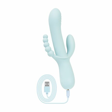 Good Vibes Only Triple Stimulation Vibe Blau &ndash; Luxus Silikon G-Punkt-, Klitoris- & Analvibrator