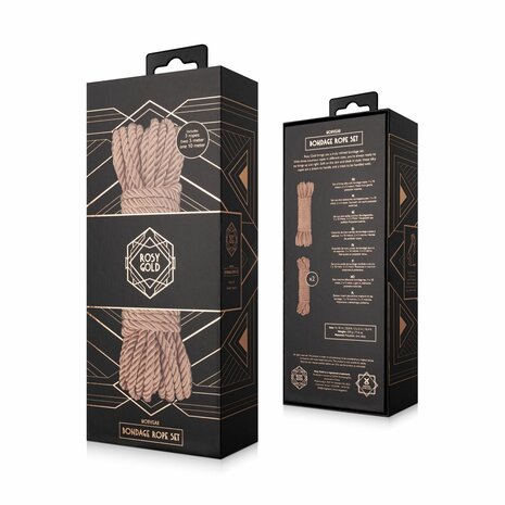 Rosy Gold Rope Set &ndash; Luxe Bondage Touwen (2x 5 m & 1x 10 m)