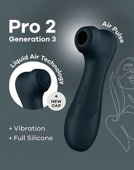 Satisfyer - Pro 2 Generation 3 - Luchtdruk Vibrator - Zwart / Satisfyer Pro 2 Generation 3 Air Pressure Vibrator - Black