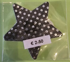Tepelsticker Zwart Hart met Zilveren Stippen
