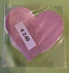Tepelsticker Roze Hart met Glitters