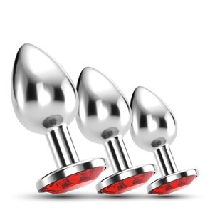 Buttplug training set 3-delig rood diamant 