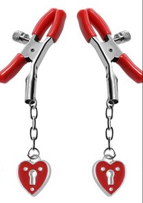 Gecharmeerd hart hangslot - Tepelklemmen rood